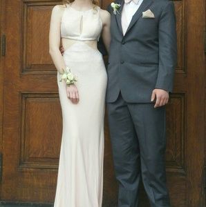 Beautiful Pearl Pink Cutout Prom Dress!